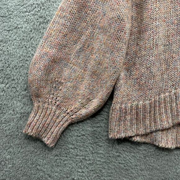 Ann Taylor Large Pink Knit Sweater Wool Blend Boxy Balloon Sleeves Sparkle Warm - Picture 3 of 9